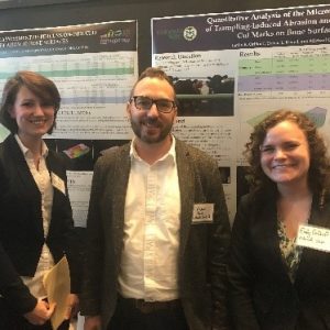 Graduate students April Tolley and Emily Orlikoff with advisor, Michael Pante, at the American Association of Physical Anthropologists