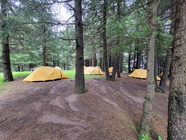 The Exchange program group's tents in camping area.