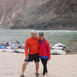 Couple standing on beach of Colorado River
