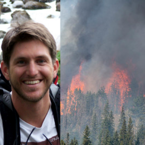 Composite image of Professor and wildfire