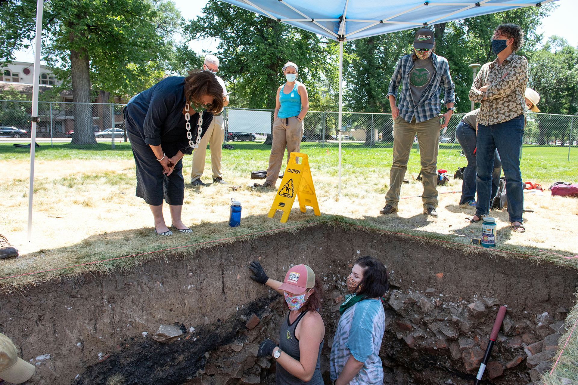 Claim Building archaeology dig continues with visit from President McConnell