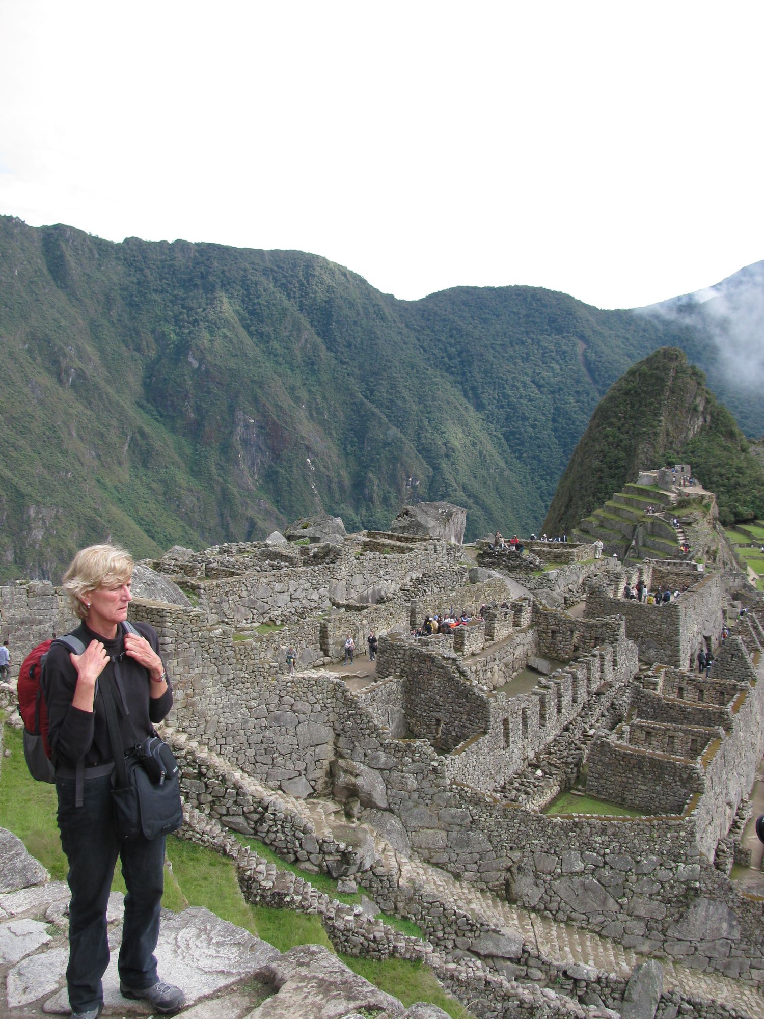 Professor standing above site at Machu Picchu, Peru
